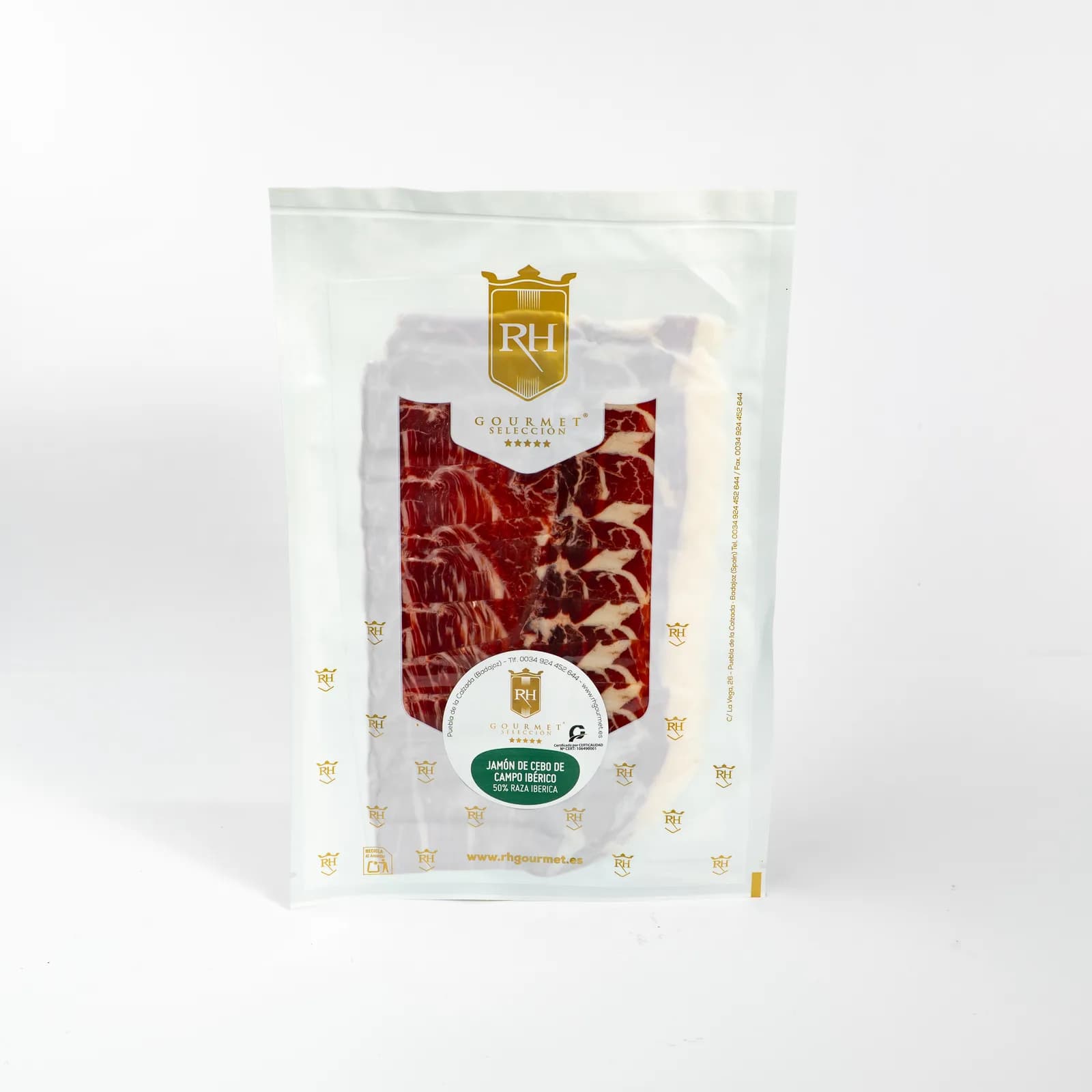 Sobres de 100 g de jamón de cebo de campo ibérica 50% loncheado a máquina